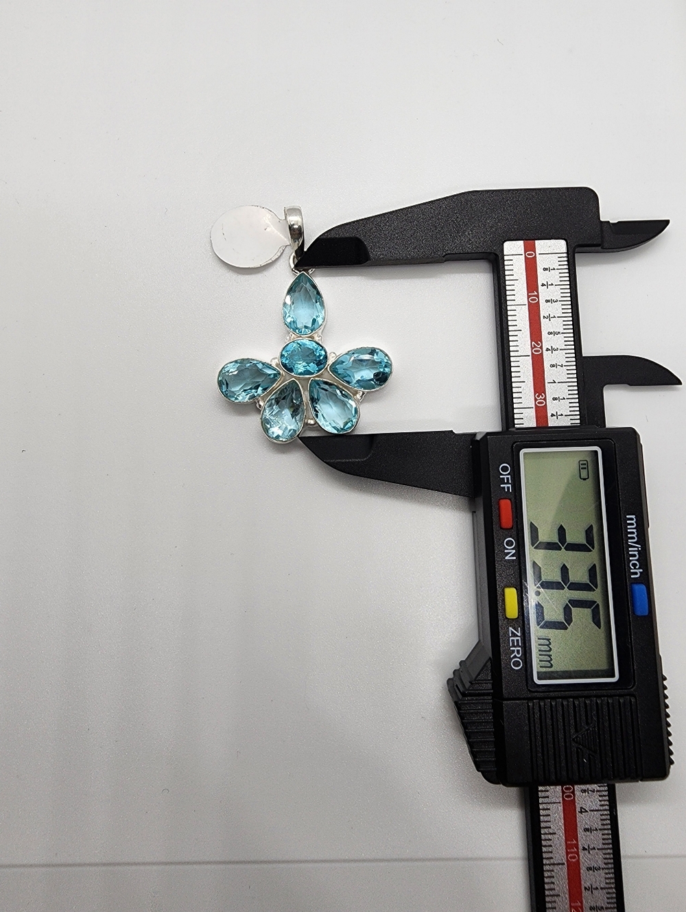 Elegant Blue Topaz  Floral Pendant  - Women Jewelry - Picture 3 of 3